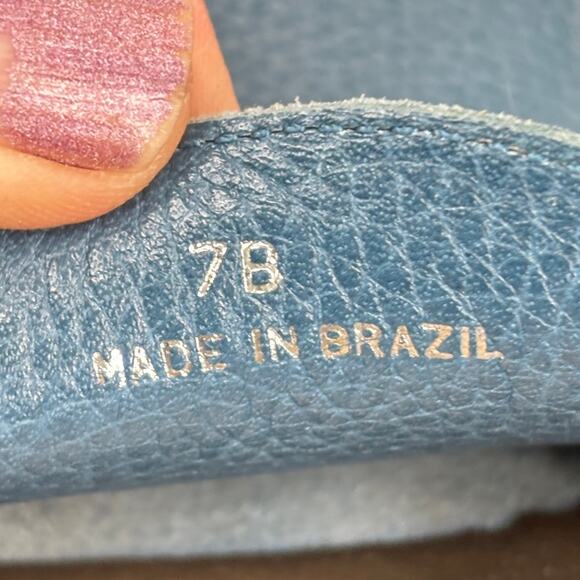 Talbots Mule Loafers Womens Size 7 Teal Blue Pebbled Leather Bow Detail Slip On - Picture 7 of 10